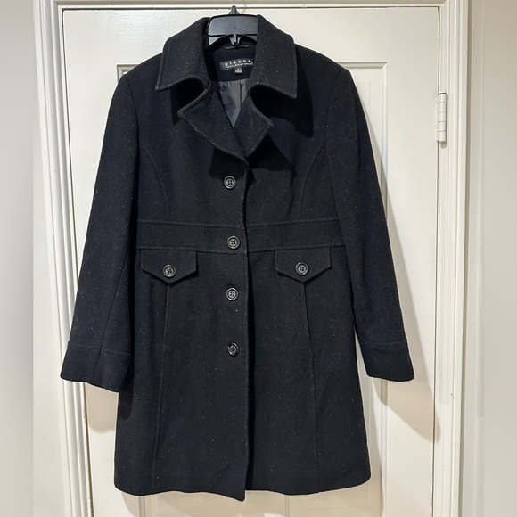 Giacca a gallery company women black wool blend button down pea coat - Picture 3 of 14